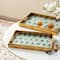 Glitzhome® Rectangle Peacock Feathers Patterned Decorative Trays Set